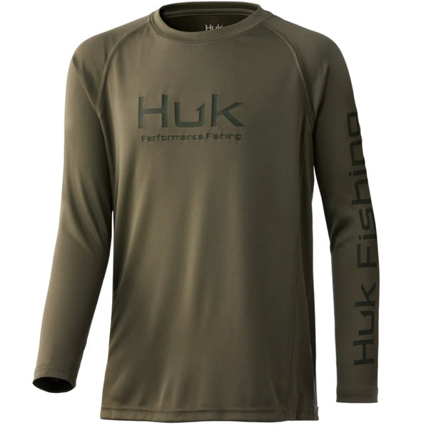 HUK Youth Running Lakes Pursuit Long Sleeve Shirt Titanium Blue (EA2)